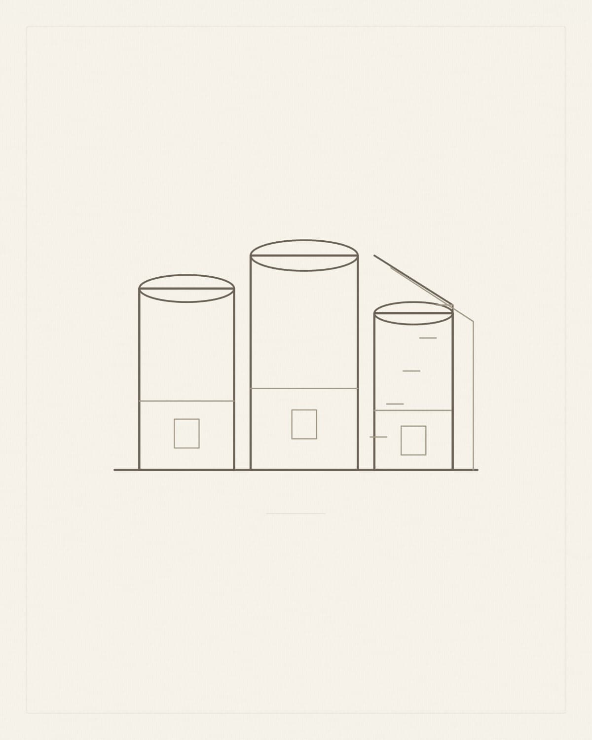 The brewing hall at Akari Shuzo: a row of fermentation tanks and the wooden stair beside them