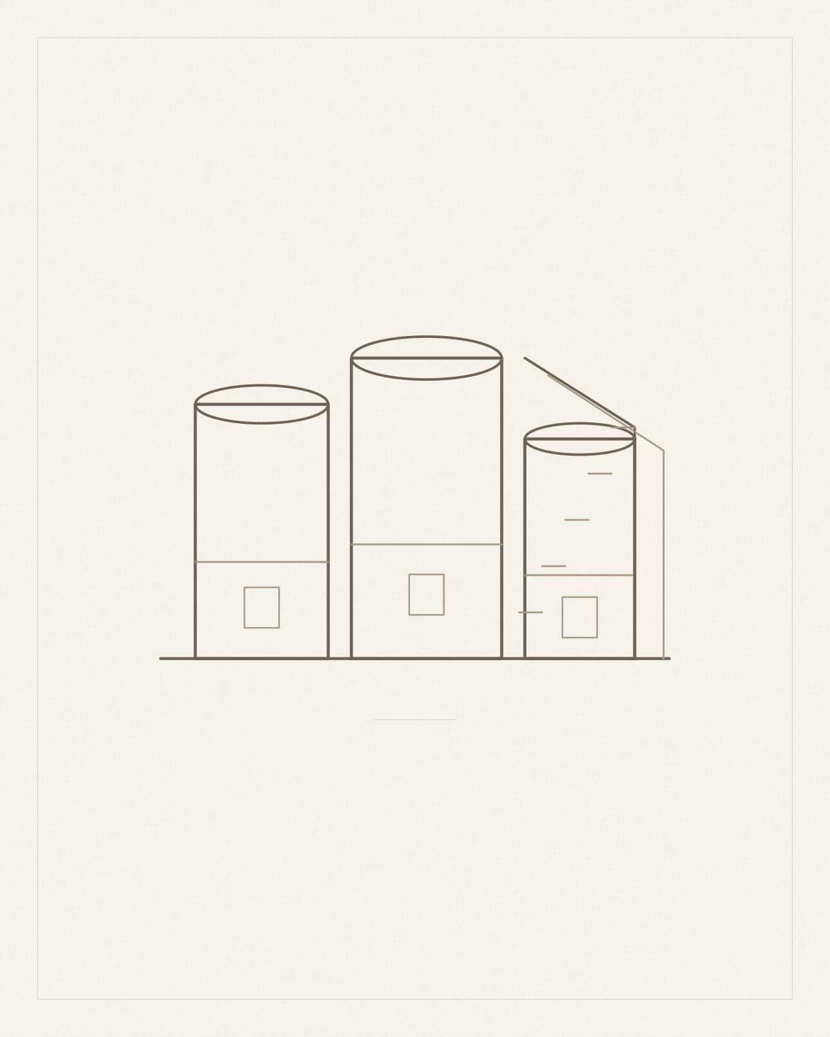 The brewing hall at Akari Shuzo: a row of fermentation tanks and the wooden stair beside them