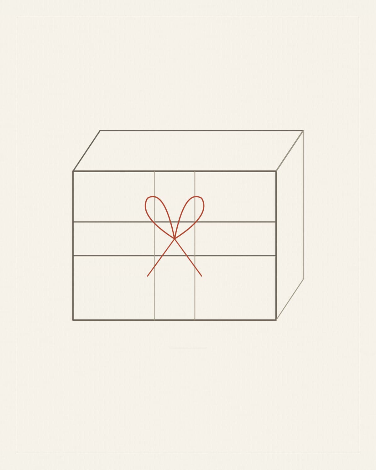 A box wrapped in unbleached paper and tied with linen twine